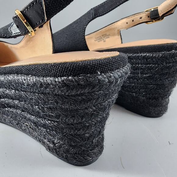 Talbots Women's Size 9M Black Wedge Slingback Closed Toe Espadrille Sandals - Picture 8 of 9